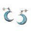Wholesale Sterling Silver Blue Shell Crescent Moon Earrings (Sold Per Pair)