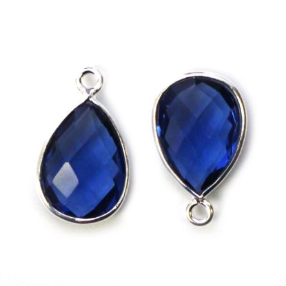 Wholesale Bezel Gemstone Pendant -Sterling Silver Bezel Gemstone 10x14mm Faceted Small Teardrop - Blue Iolite Quartz