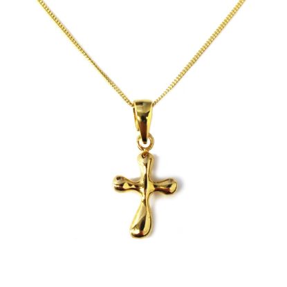 Wholesale Gold Over Sterling Silver Fancy Cross Charm Necklace - 16"