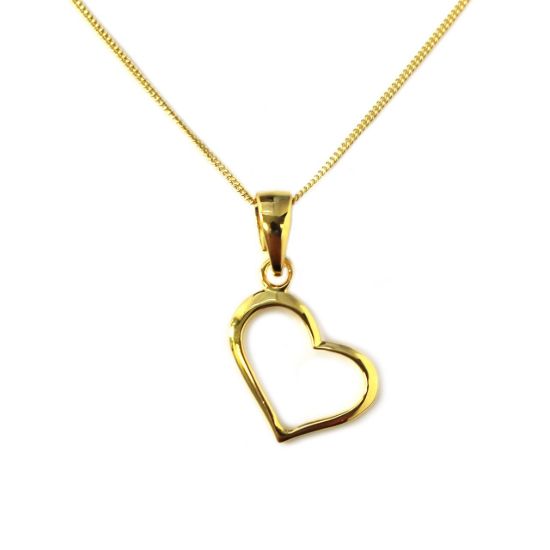 Wholesale Gold Over Sterling Silver Classic Heart Charm Necklace - 16"