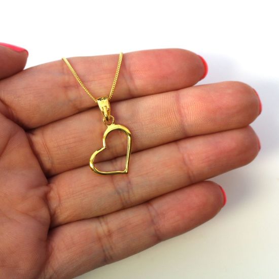 Wholesale Gold Over Sterling Silver Classic Heart Charm Necklace - 16"
