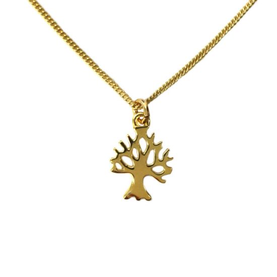 Wholesale Gold Over Sterling Silver Tree Silhouette Charm Necklace -16"