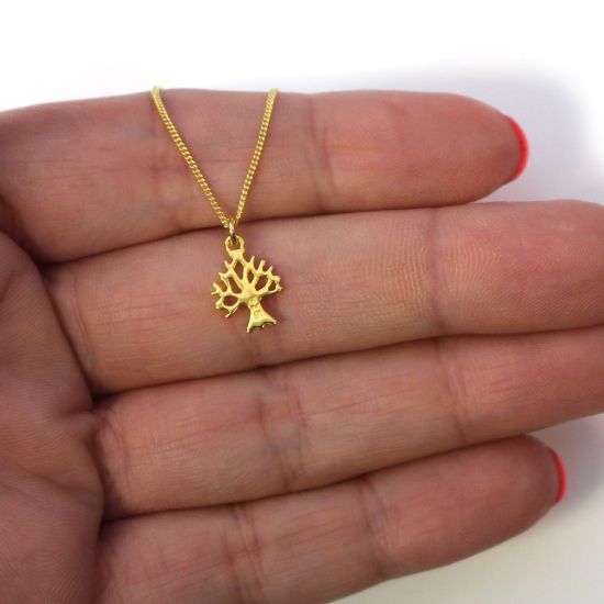 Wholesale Gold Over Sterling Silver Tree Silhouette Charm Necklace -16"