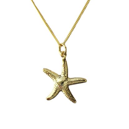 Wholesale Gold Over Sterling Silver Starfish Charm Necklace -16"
