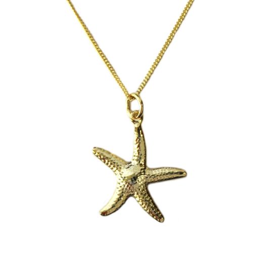 Wholesale Gold Over Sterling Silver Starfish Charm Necklace -16"