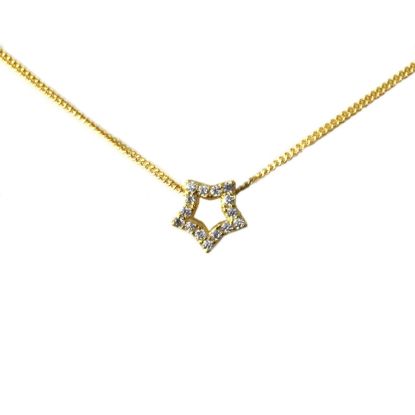 Wholesale Gold Over Sterling Silver CZ Stone Star Charm Necklace -16"