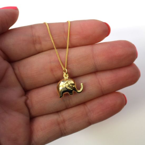 Wholesale Gold Over Sterling Silver Elephant Charm Necklace - 16"