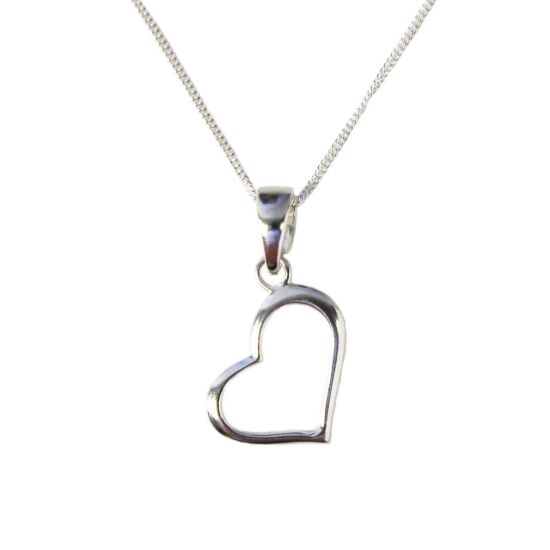 Wholesale Sterling Silver Classic Heart Charm Necklace - 16"
