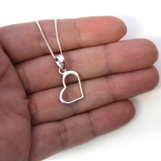 Wholesale Sterling Silver Classic Heart Charm Necklace - 16"