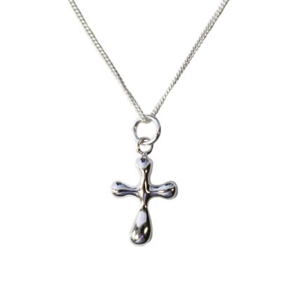 Wholesale Sterling Silver Fancy Cross Charm Necklace - 16"