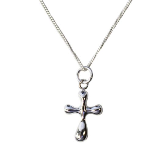 Wholesale Sterling Silver Fancy Cross Charm Necklace - 16"