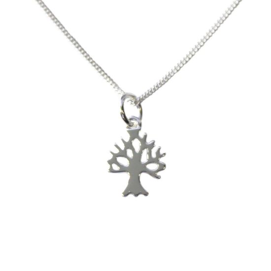 Wholesale Sterling Silver Tree Silhouette Charm Necklace -16"