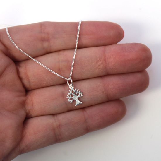 Wholesale Sterling Silver Tree Silhouette Charm Necklace -16"