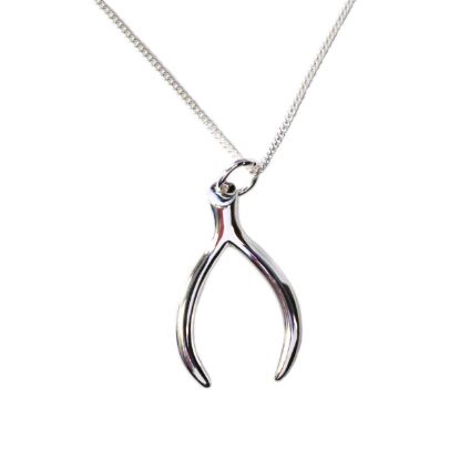 Wholesale Sterling Silver Wishbone Charm Necklace - 16"