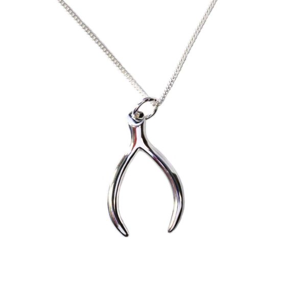 Wholesale Sterling Silver Wishbone Charm Necklace - 16"