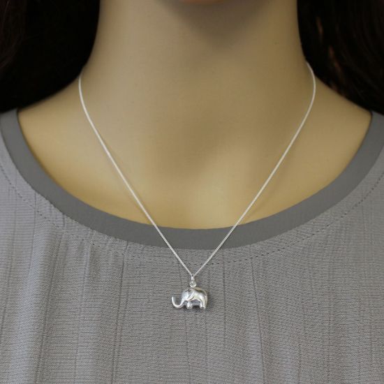 Wholesale Sterling Silver Elephant Charm Necklace - 16"