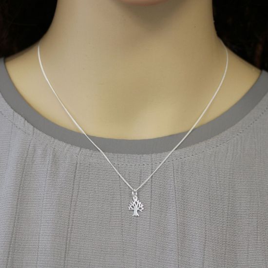 Wholesale Sterling Silver Tree Silhouette Charm Necklace -16"