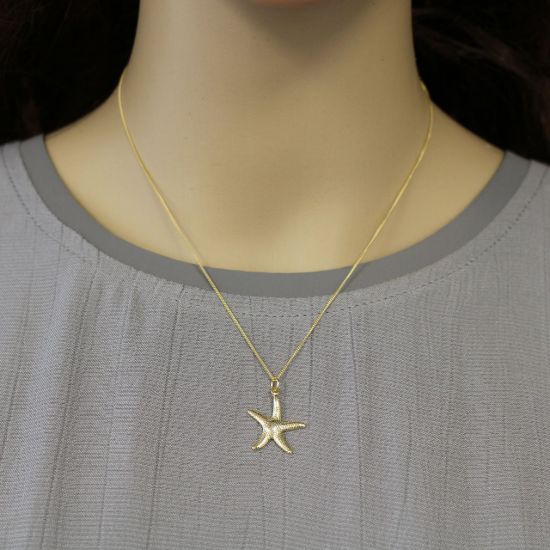 Wholesale Gold Over Sterling Silver Starfish Charm Necklace -16"