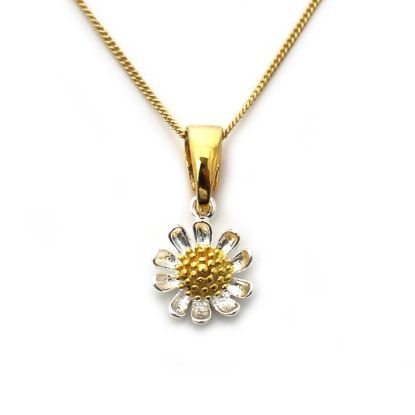 Wholesale Gold Over Sterling Silver Two Tone Sunflower Charm Necklace