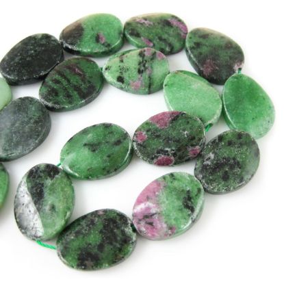 Wholesale Ruby Zoisite Beads - 20x16mm Smooth Wavy Oval (Sold Per Strand)