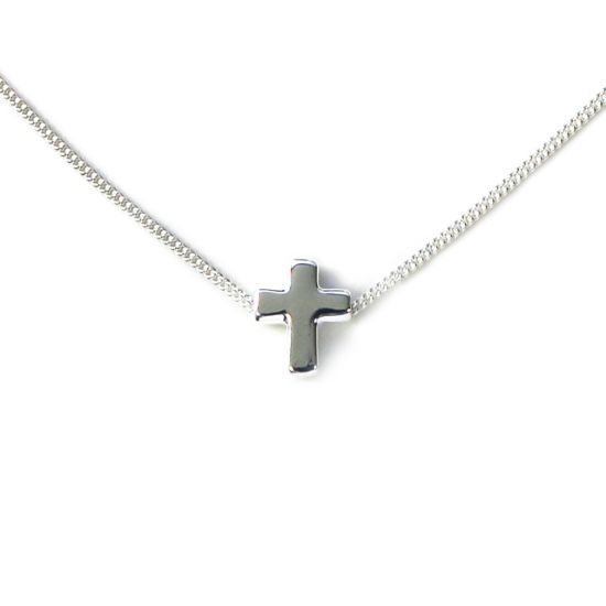 Wholesale Sterling Silver Tiny Cross Charm Necklace - 16"