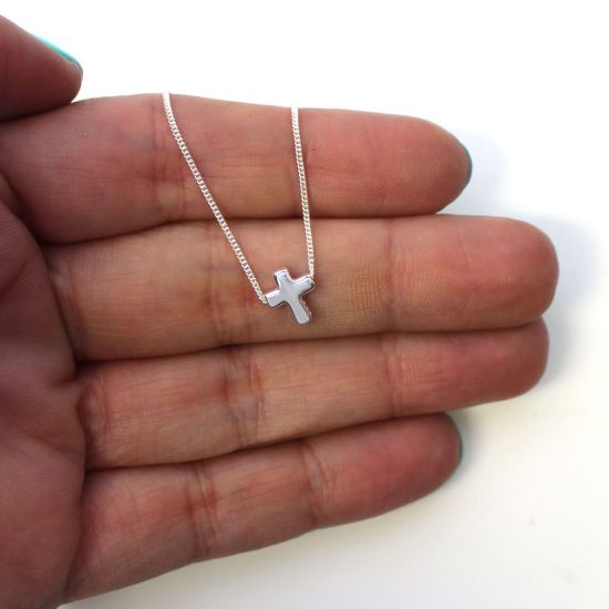 Wholesale Sterling Silver Tiny Cross Charm Necklace - 16"