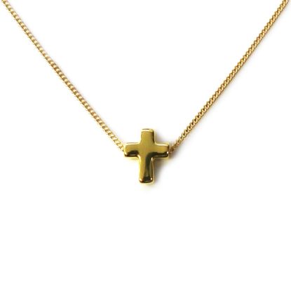 Wholesale Gold Over Sterling Silver Tiny Cross Charm Necklace - 16"