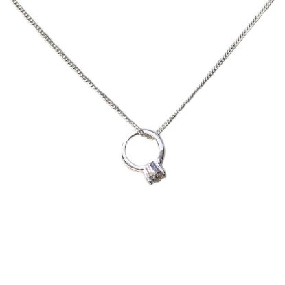 Wholesale Sterling Silver Promise Ring Charm Necklace - 16"