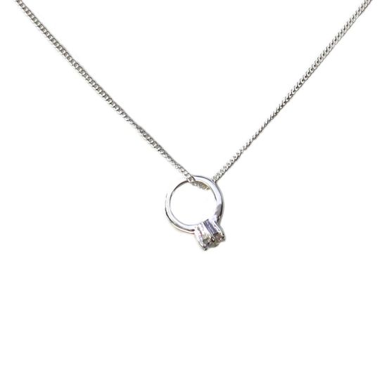 Wholesale Sterling Silver Promise Ring Charm Necklace - 16"