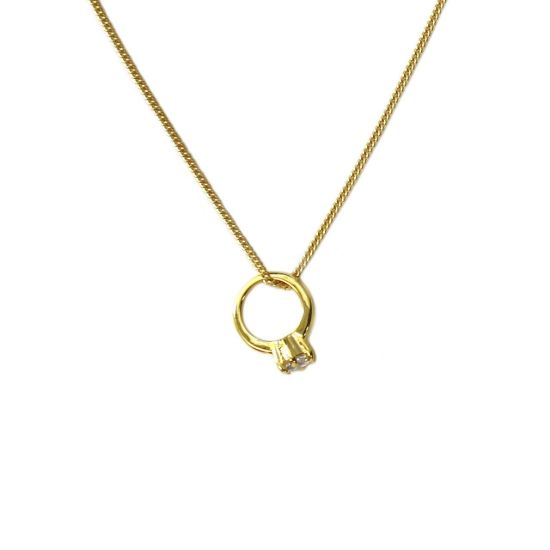 Wholesale Gold Over Sterling Silver Promise Ring Charm Necklace - 16"
