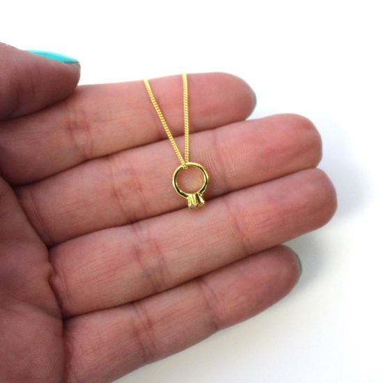 Wholesale Gold Over Sterling Silver Promise Ring Charm Necklace - 16"