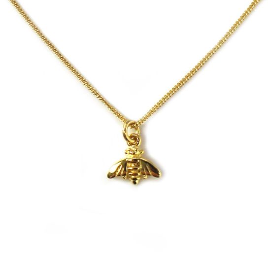 Wholesale Gold Over Sterling Silver Bumblebee Charm Necklace - 16"