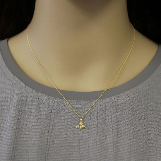 Wholesale Gold Over Sterling Silver Bumblebee Charm Necklace - 16"