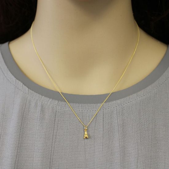 Wholesale Gold Over Sterling Silver Eiffel Tower Charm Necklace - 16"