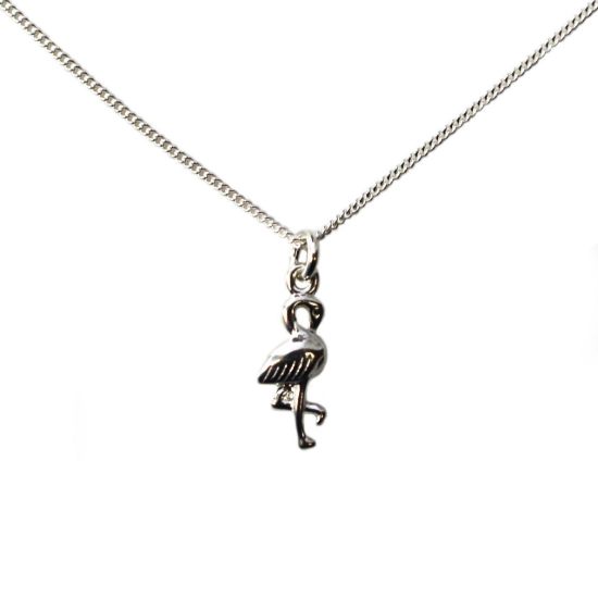 Wholesale Sterling Silver Flamingo Charm Necklace - 16"