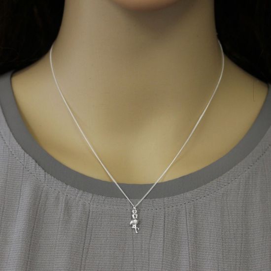Wholesale Sterling Silver Flamingo Charm Necklace - 16"