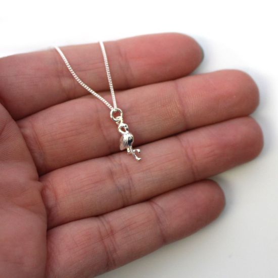 Wholesale Sterling Silver Flamingo Charm Necklace - 16"