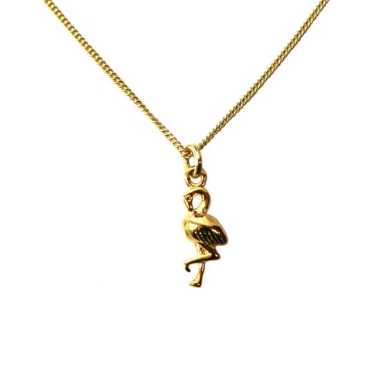Wholesale Gold Over Sterling Silver Flamingo Charm Necklace - 16"
