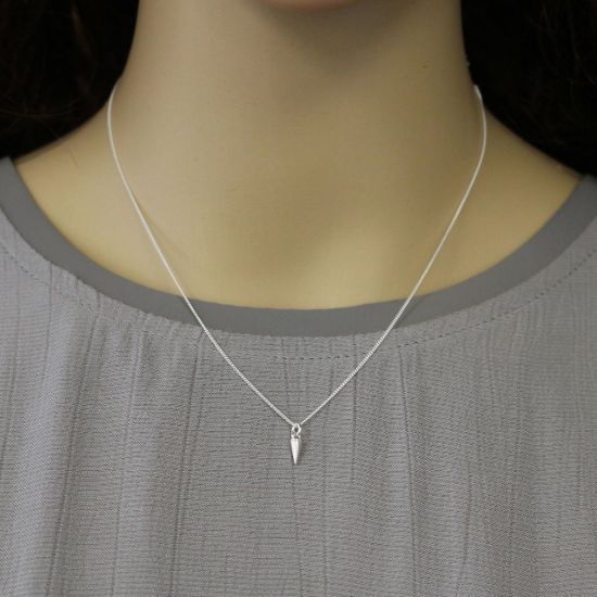 Wholesale Sterling Silver Spike Charm Necklace - 16"