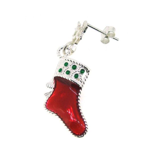 Wholesale Sterling Silver Christmas Stocking Earrings (Sold Per Pair)