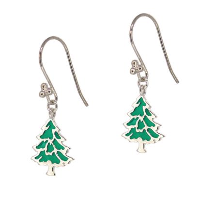 Wholesale Sterling Silver Christmas Tree Earrings (Sold Per Pair)
