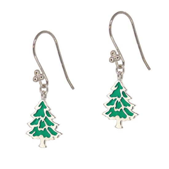 Wholesale Sterling Silver Christmas Tree Earrings (Sold Per Pair)