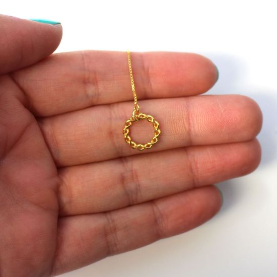 Wholesale Gold Over Sterling Silver Twisted Ring Charm Threader Earrings (Sold Per Pair)