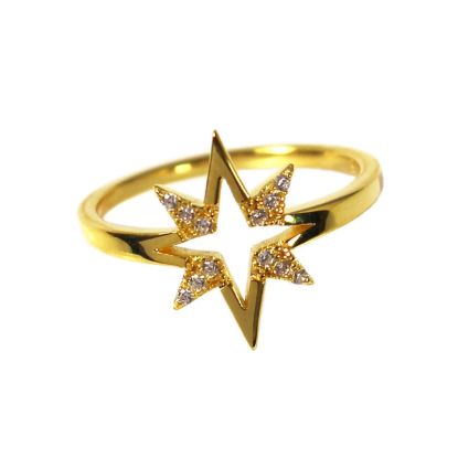 Wholesale Gold Over Sterling Silver Starburst CZ Stone Pave Ring (1 piece)