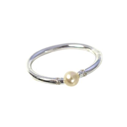 Wholesale 925 Sterling Silver Tiny Freshwater Pearl and CZ Stones Ring (1 piece)