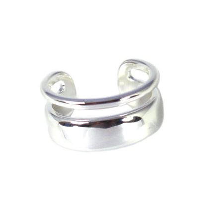 Wholesale Sterling Silver Thick and Thin Double Band Adjustable Ring (1 piece)
