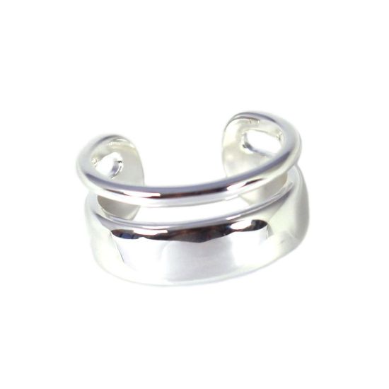 Wholesale Sterling Silver Thick and Thin Double Band Adjustable Ring (1 piece)