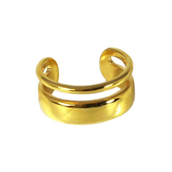 Wholesale Gold Over Sterling Silver Thick and Thin Double Band Adjustable Ring (1 piece)
