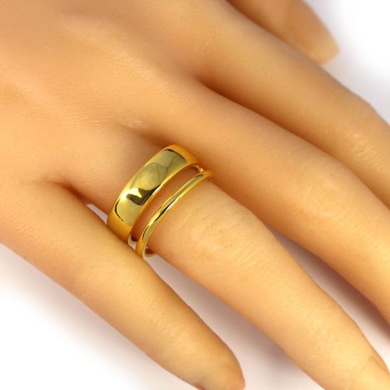 Wholesale Gold Over Sterling Silver Thick and Thin Double Band Adjustable Ring (1 piece)