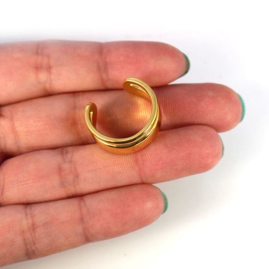 Wholesale Gold Over Sterling Silver Thick and Thin Double Band Adjustable Ring (1 piece)